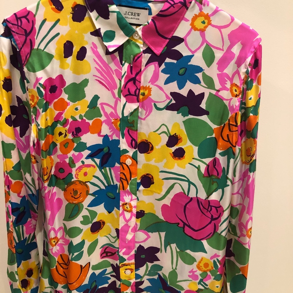 Jcrew collection printed silk shirt